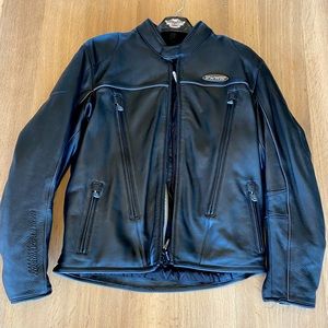 Harley Davidson FXRG leather motorcycle jacket. Color black. Size large.